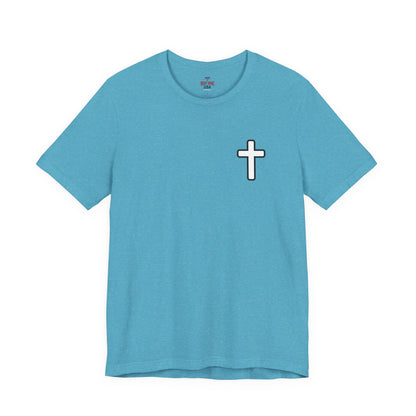 Faith Roots Family Fruits T‑Shirt — Cross Chest & Tree Back Graphic
