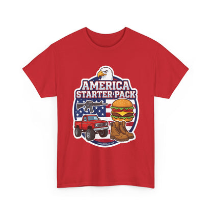 America Starter Pack T-Shirt — Patriotic Truck, Burger & Boots Tee