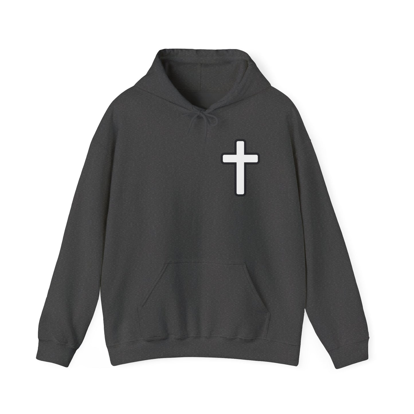 He > I Hoodie — Christian Faith Statement Pullover (He Is Greater Than I)
