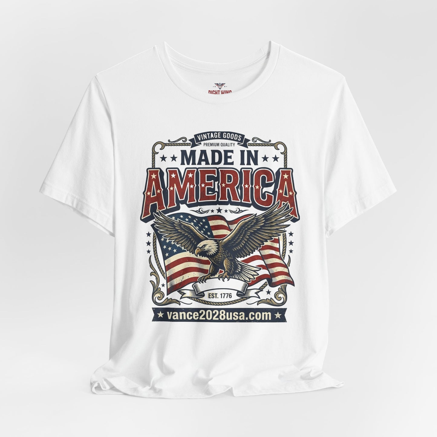 Patriotic Cotton T-Shirt – Vintage Eagle & Flag