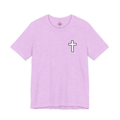 Faith Roots Family Fruits T‑Shirt — Cross Chest & Tree Back Graphic