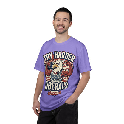 "Try Harder Liberals" T-Shirt — Patriotic Eagle Political Tee (Est. 1776)