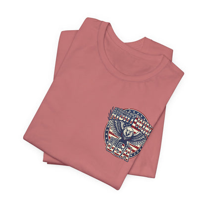 Professional Button Pusher Tee — Patriotic Eagle & Donkey Political Graphic Shirt