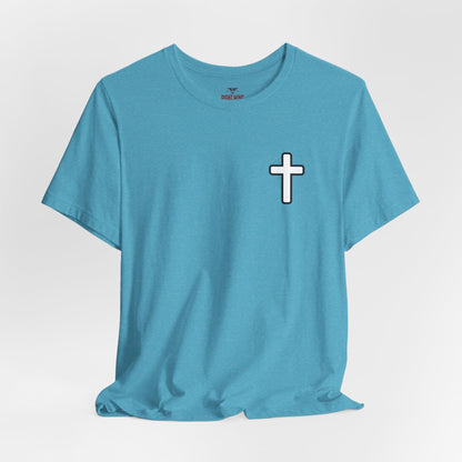 Faith Roots Family Fruits T‑Shirt — Cross Chest & Tree Back Graphic