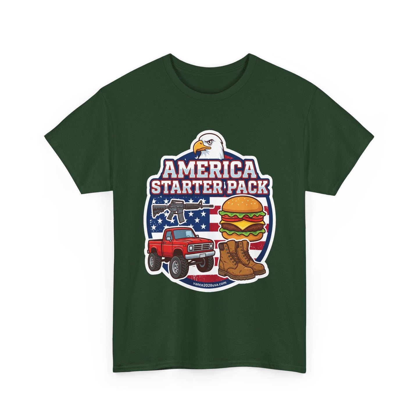 America Starter Pack T-Shirt — Patriotic Truck, Burger & Boots Tee