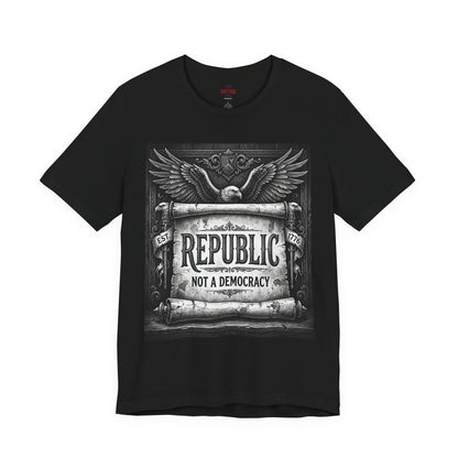Republic Not a Democracy Graphic Tee — Patriotic Eagle Vintage T‑Shirt