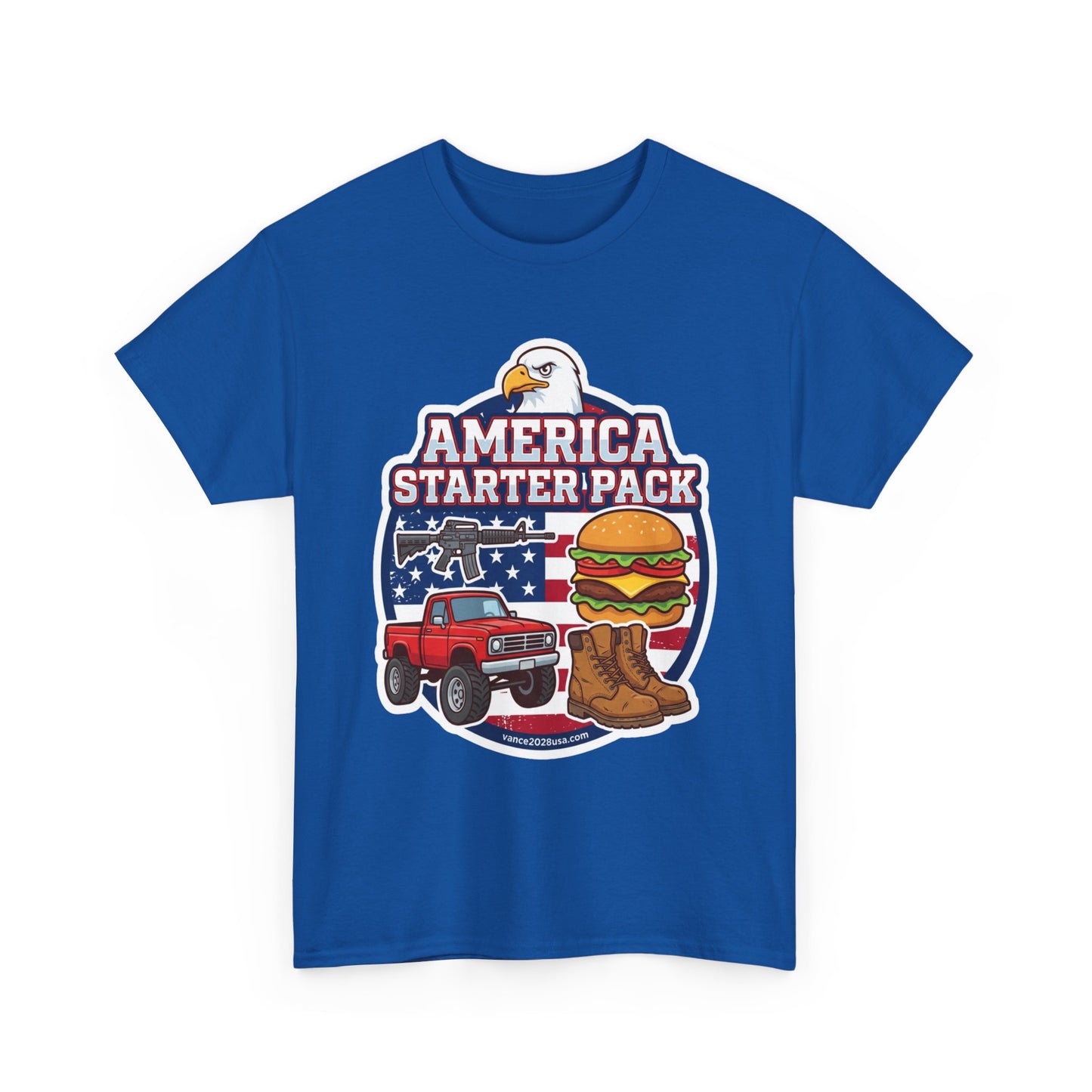 America Starter Pack T-Shirt — Patriotic Truck, Burger & Boots Tee