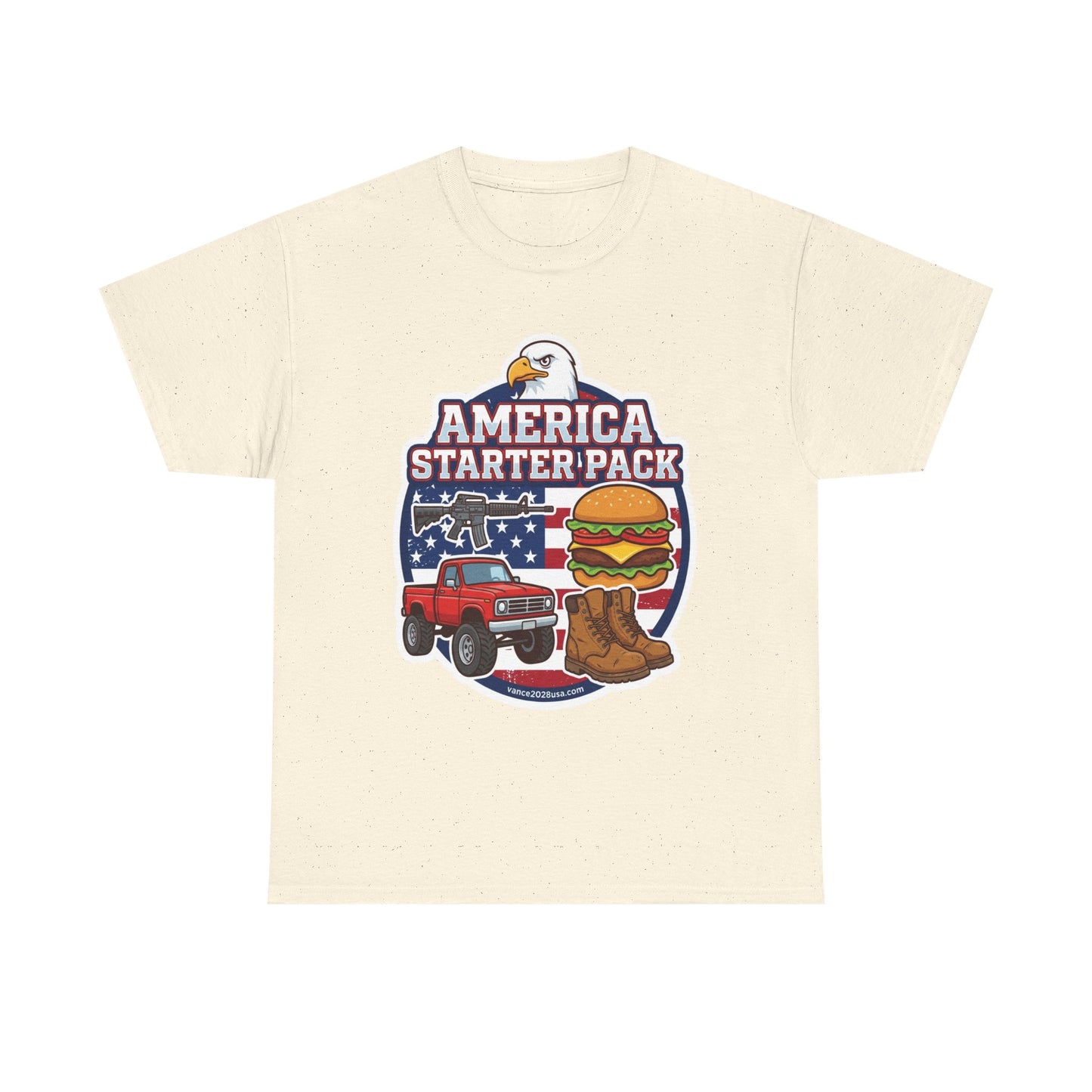 America Starter Pack T-Shirt — Patriotic Truck, Burger & Boots Tee