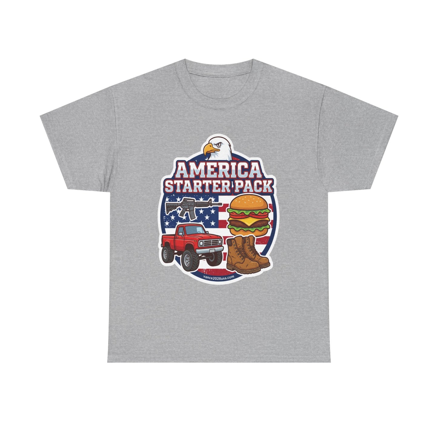 America Starter Pack T-Shirt — Patriotic Truck, Burger & Boots Tee