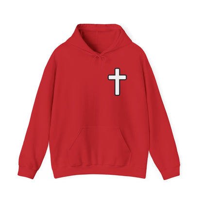 He > I Hoodie — Christian Faith Statement Pullover (He Is Greater Than I)