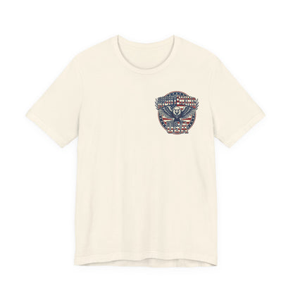 Professional Button Pusher Tee — Patriotic Eagle & Donkey Political Graphic Shirt