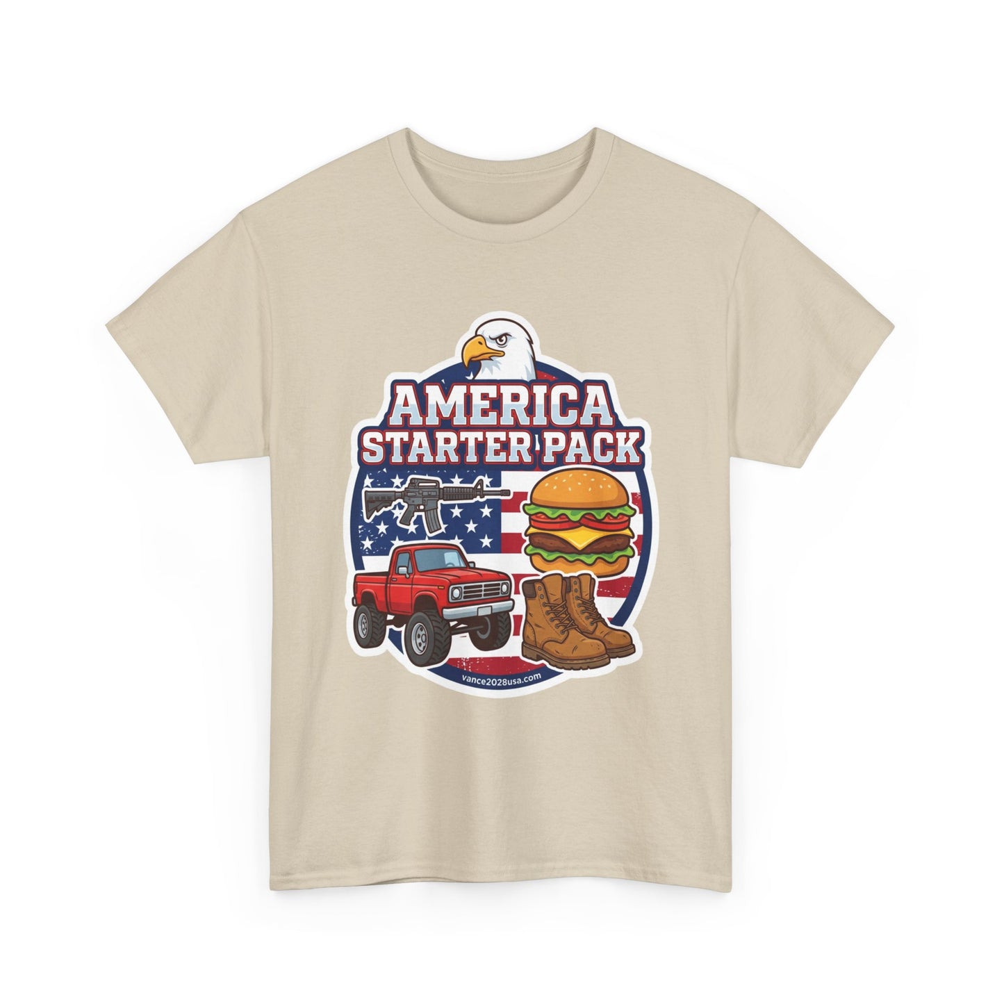 America Starter Pack T-Shirt — Patriotic Truck, Burger & Boots Tee
