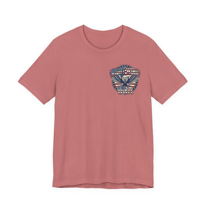 Professional Button Pusher Tee — Patriotic Eagle & Donkey Political Graphic Shirt