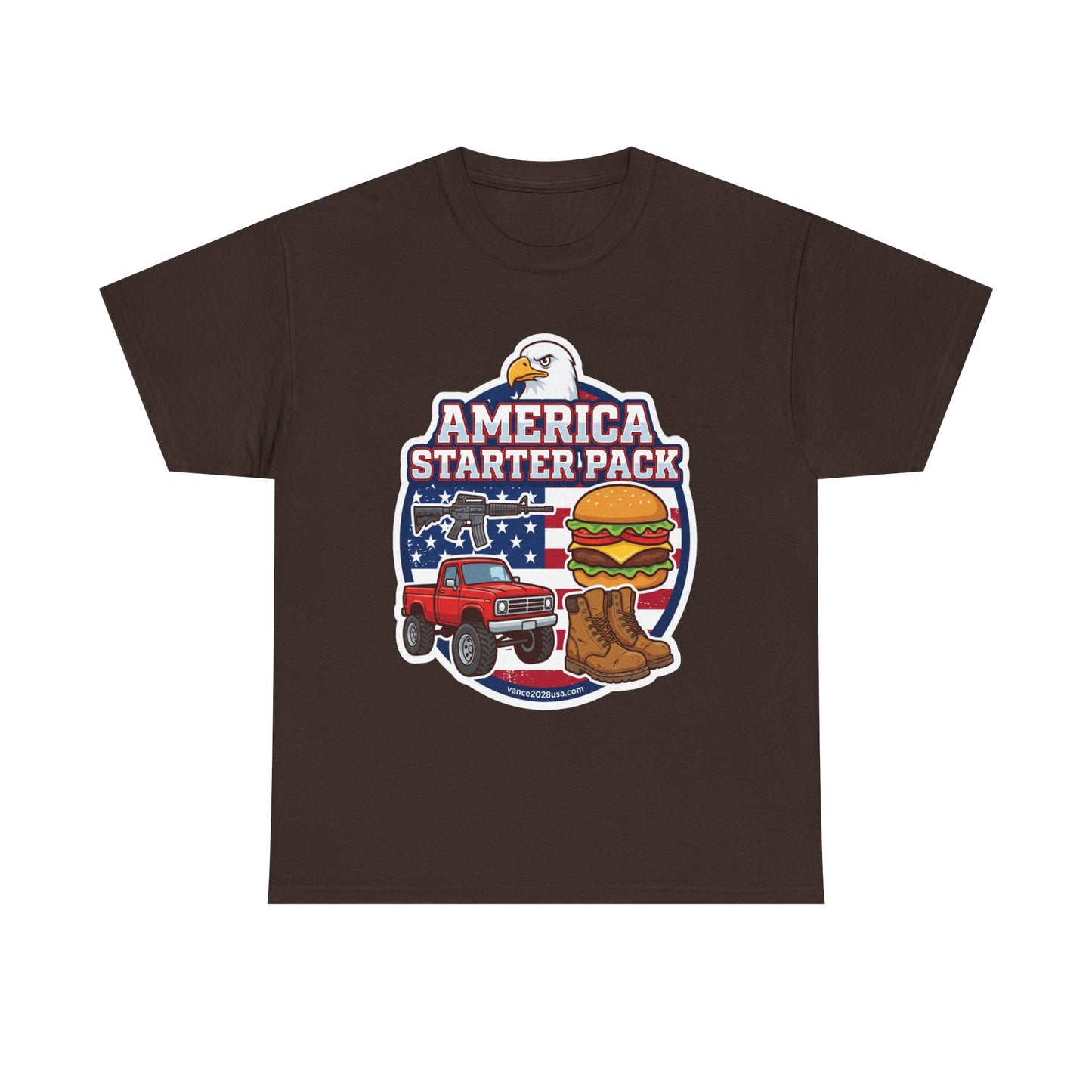 America Starter Pack T-Shirt — Patriotic Truck, Burger & Boots Tee