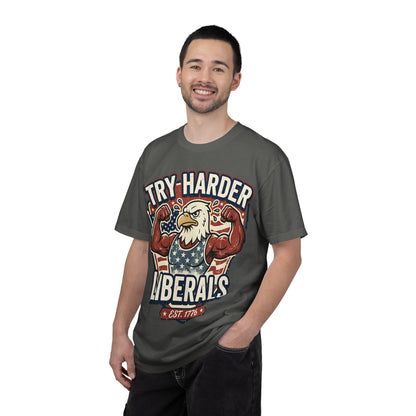 "Try Harder Liberals" T-Shirt — Patriotic Eagle Political Tee (Est. 1776)