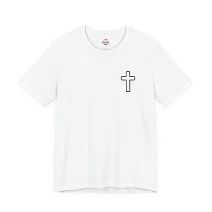 Faith Roots Family Fruits T‑Shirt — Cross Chest & Tree Back Graphic