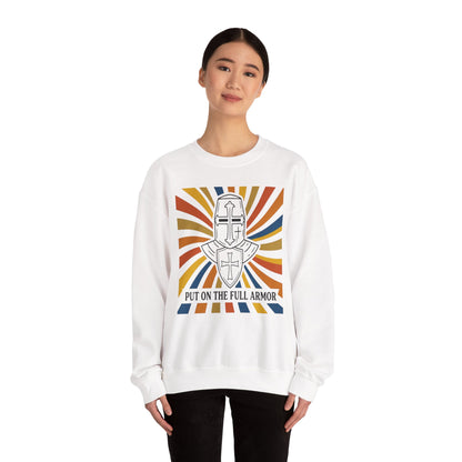 Armor of Faith Crewneck Sweatshirt — "Put On The Full Armor" Christian Graphic Pullover