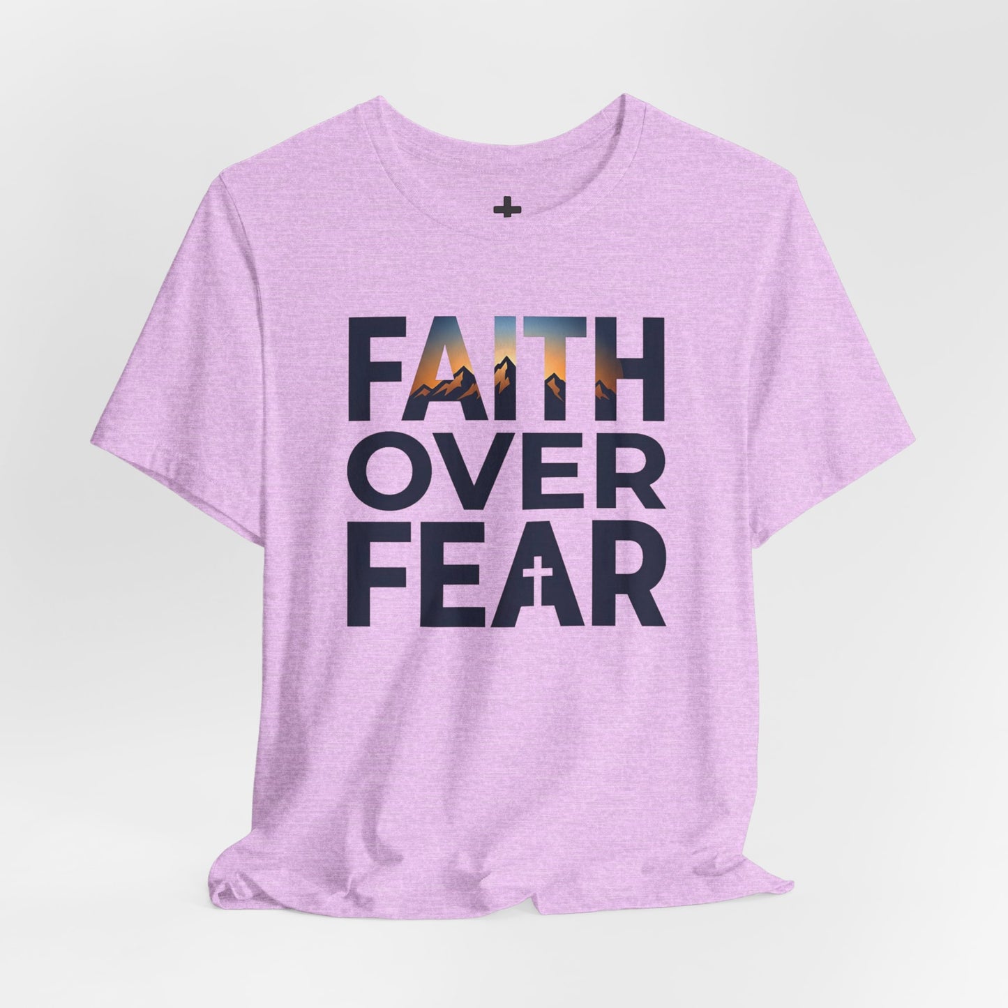 Faith Over Fear T-Shirt — Inspirational Christian Tee with Cross Graphic