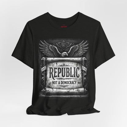 Republic Not a Democracy Graphic Tee — Patriotic Eagle Vintage T‑Shirt