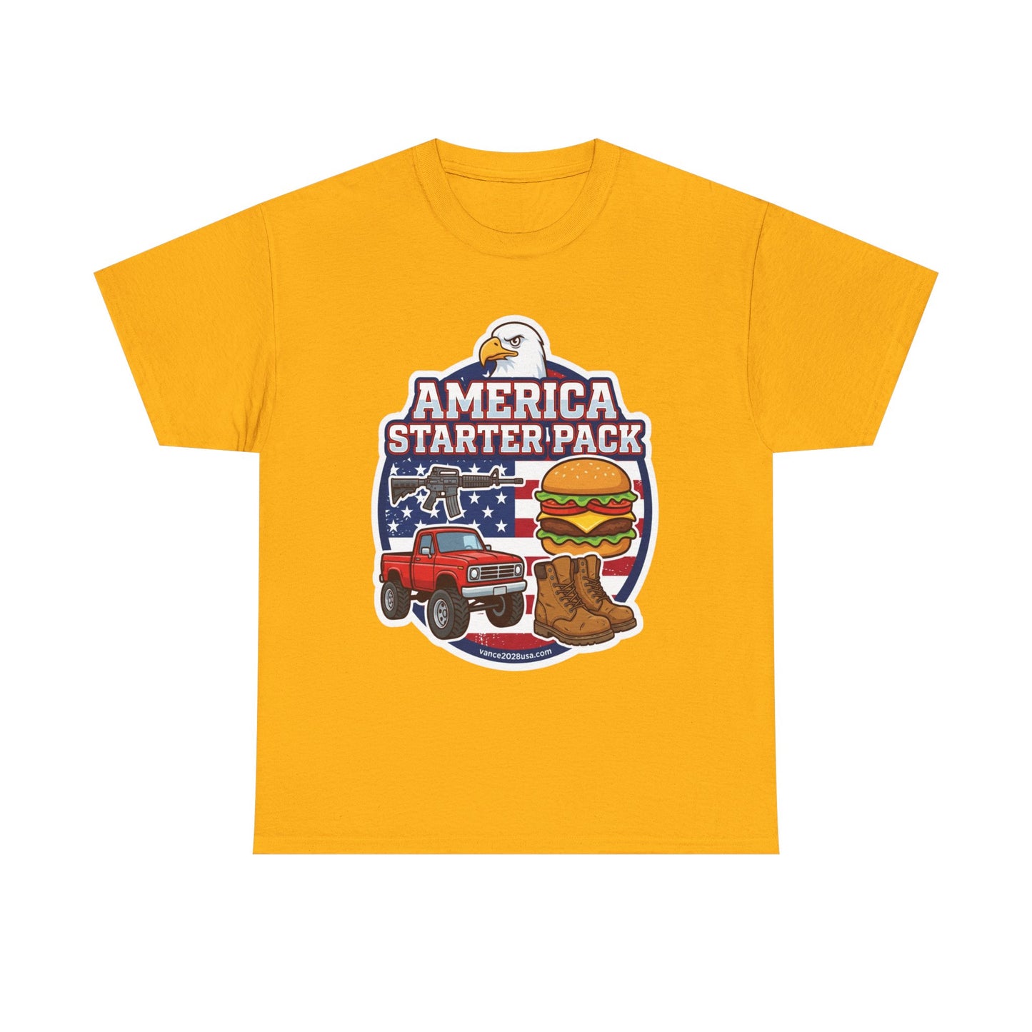 America Starter Pack T-Shirt — Patriotic Truck, Burger & Boots Tee