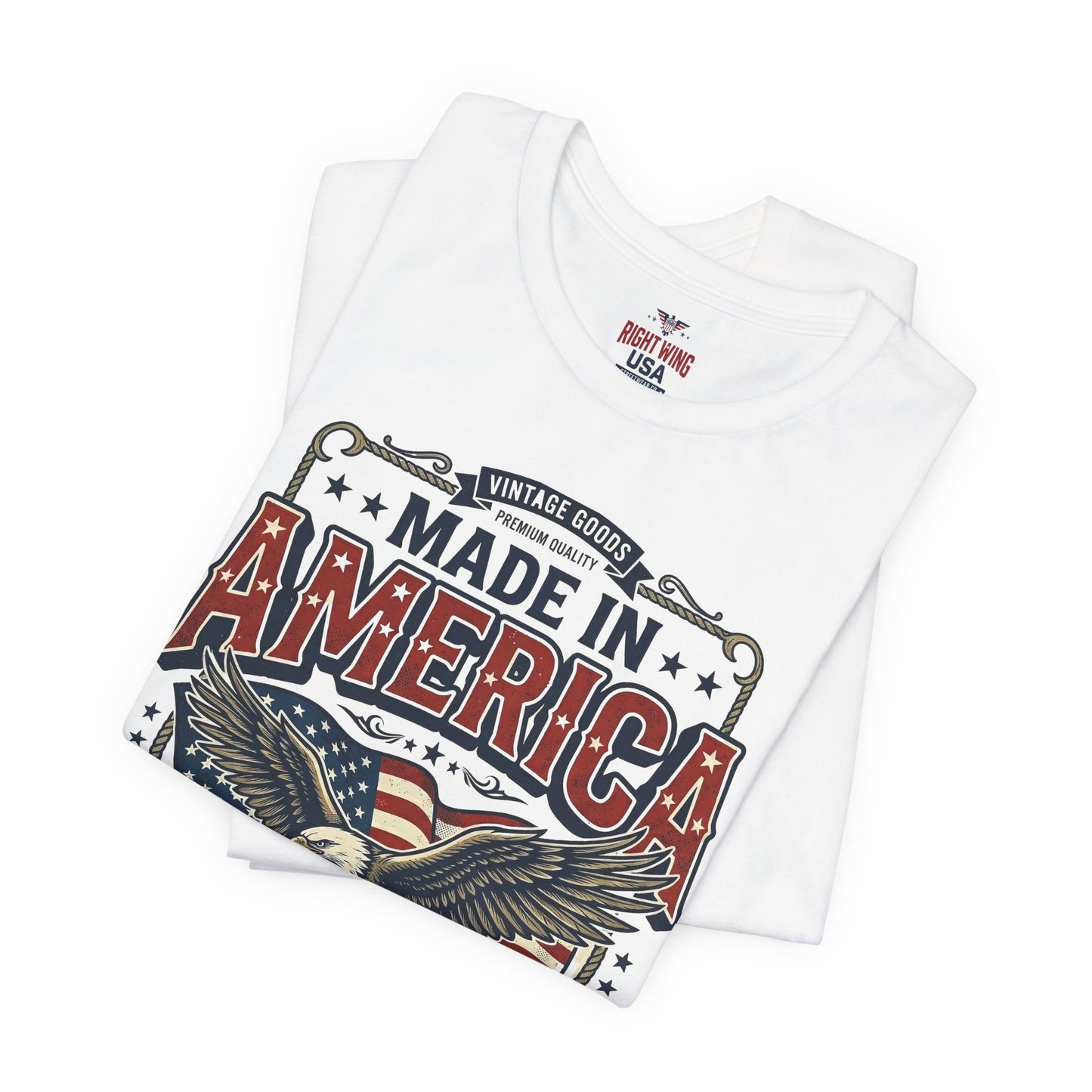 Patriotic Cotton T-Shirt – Vintage Eagle & Flag