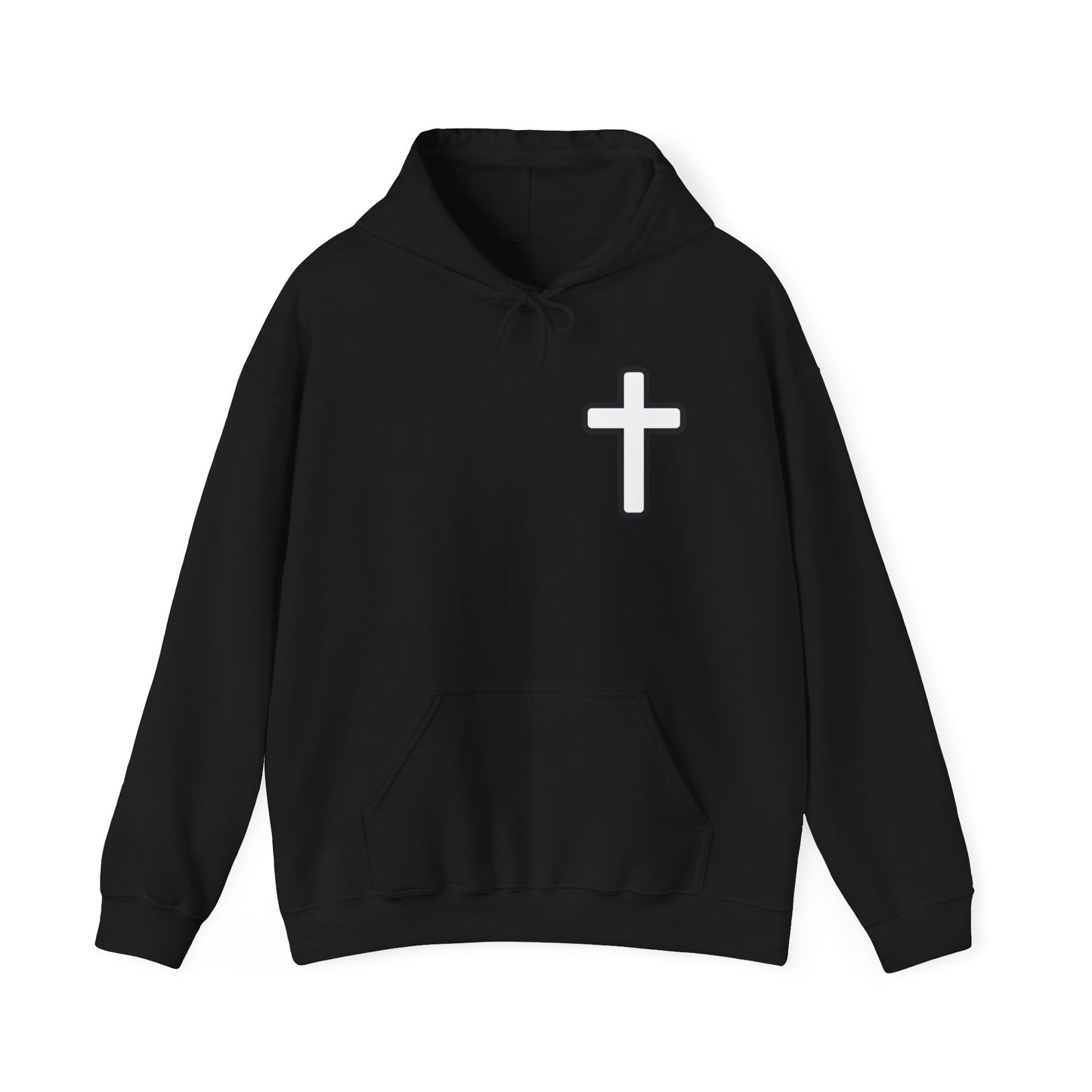 He > I Hoodie — Christian Faith Statement Pullover (He Is Greater Than I)
