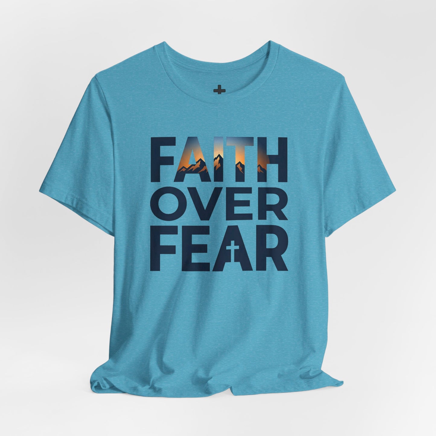 Faith Over Fear T-Shirt — Inspirational Christian Tee with Cross Graphic