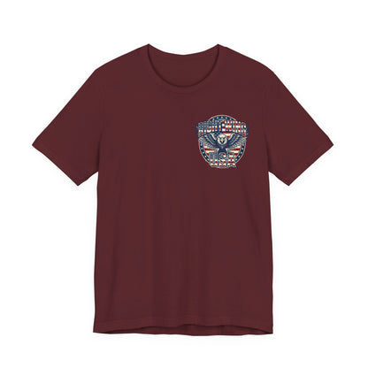 Professional Button Pusher Tee — Patriotic Eagle & Donkey Political Graphic Shirt