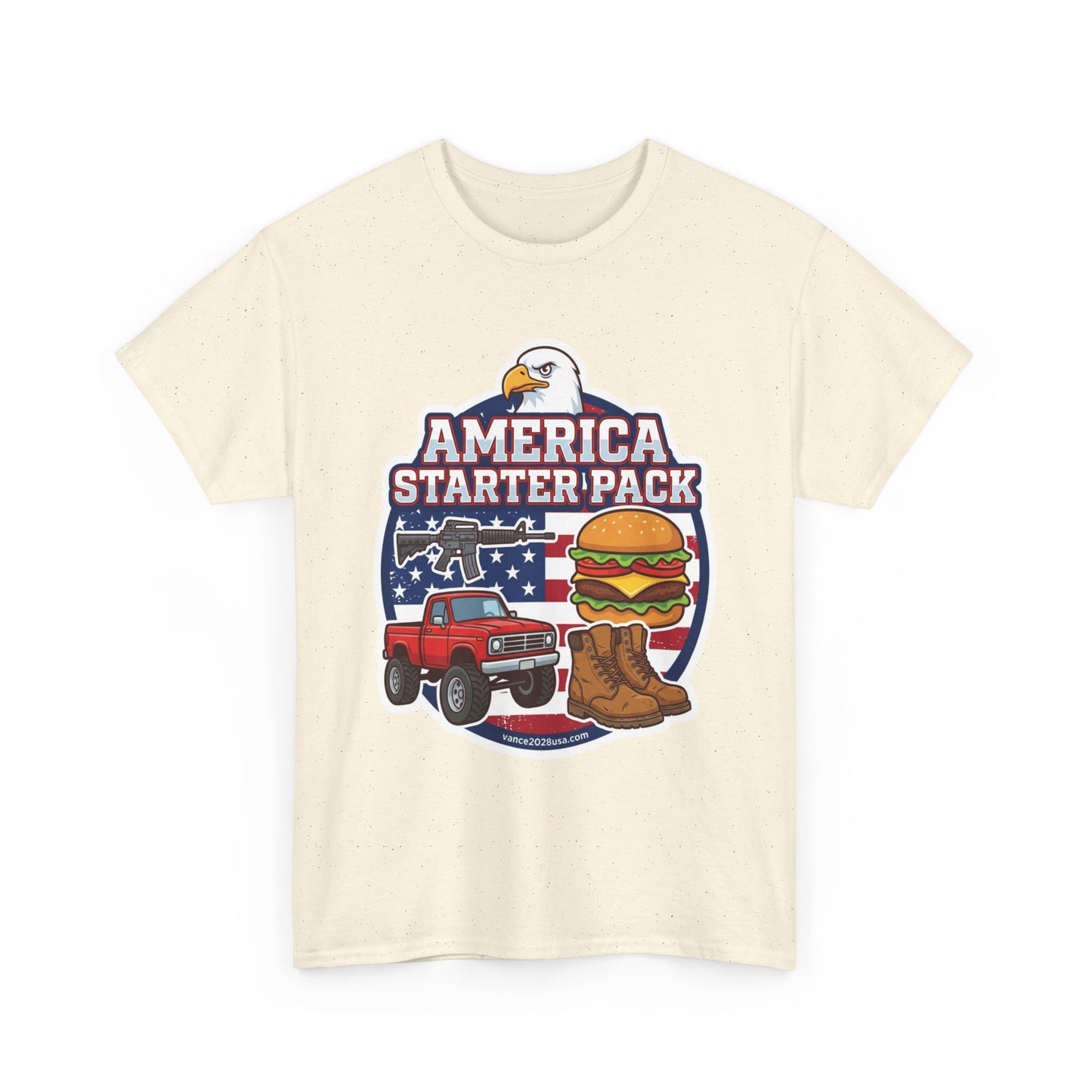 America Starter Pack T-Shirt — Patriotic Truck, Burger & Boots Tee