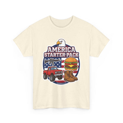 America Starter Pack T-Shirt — Patriotic Truck, Burger & Boots Tee