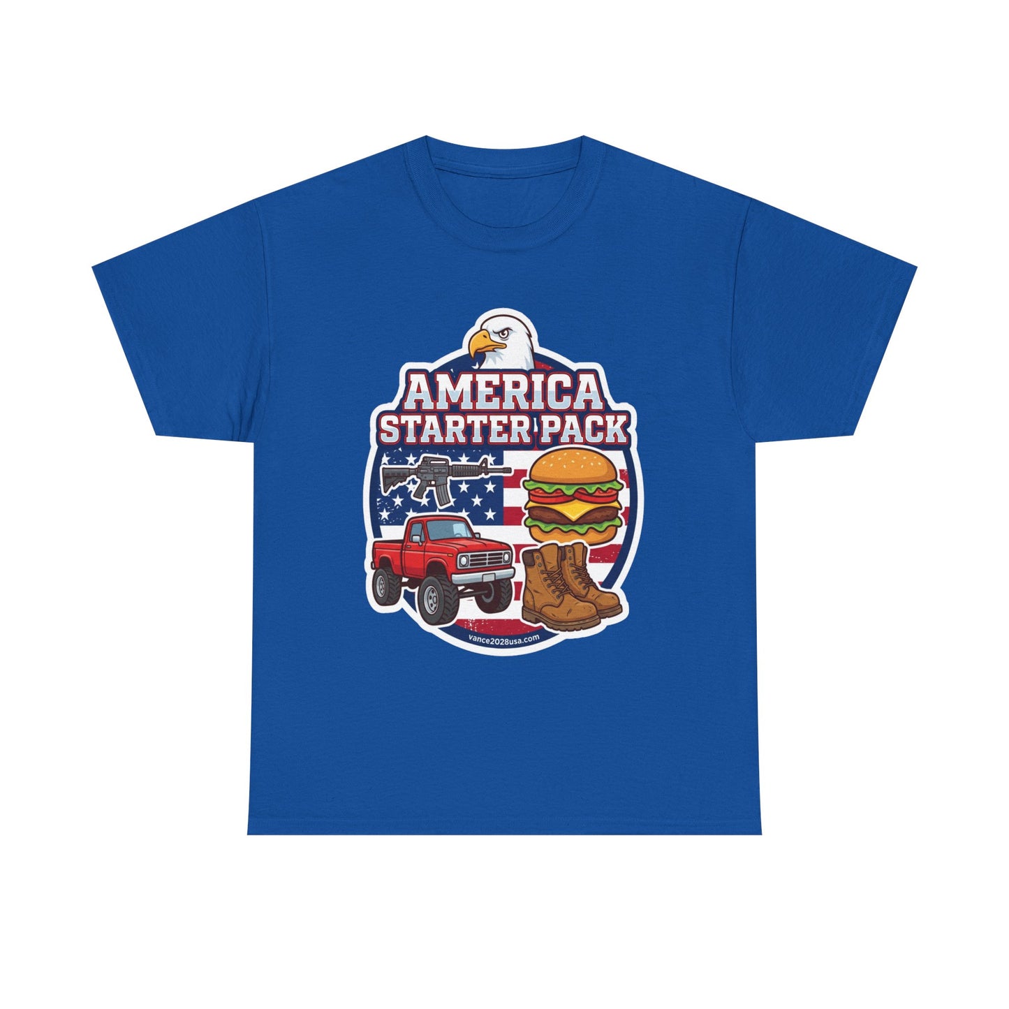 America Starter Pack T-Shirt — Patriotic Truck, Burger & Boots Tee