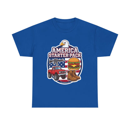 America Starter Pack T-Shirt — Patriotic Truck, Burger & Boots Tee